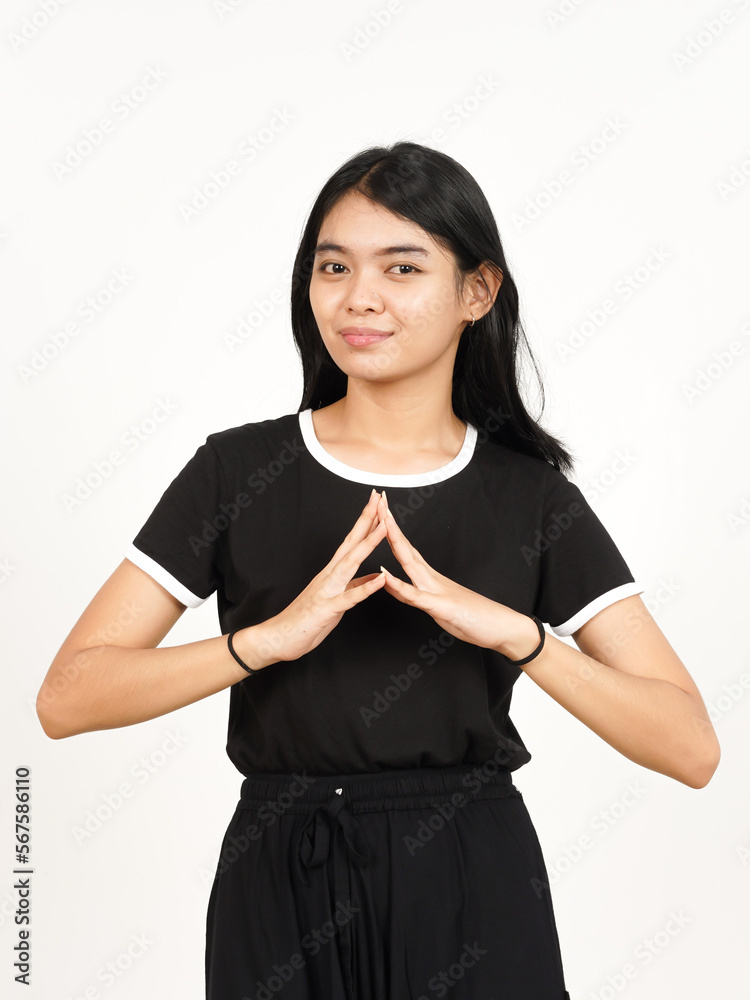 Smiling and Looking at camera Of Beautiful Asian Woman Isolated On White Background Smiling and Looking at camera Of Beautiful Asian Woman Isolated On White Background