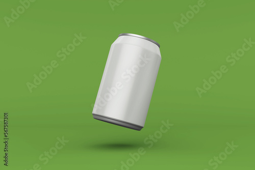 Realistic floating right aluminum drink can mockup