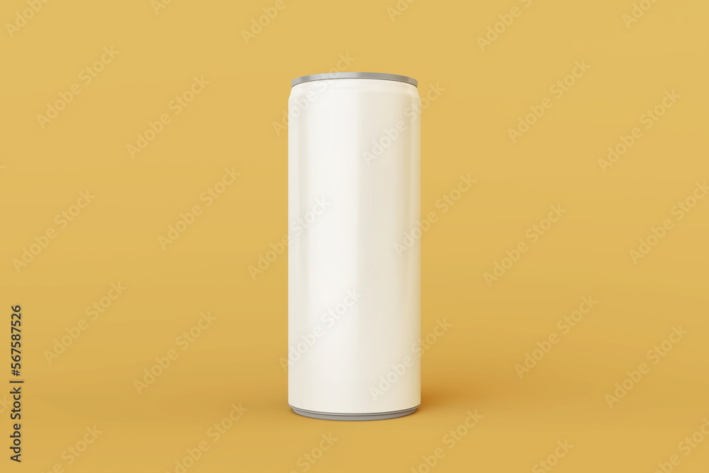Modern long aluminum drink can mockup in front view Modern long aluminum drink can mockup in front view