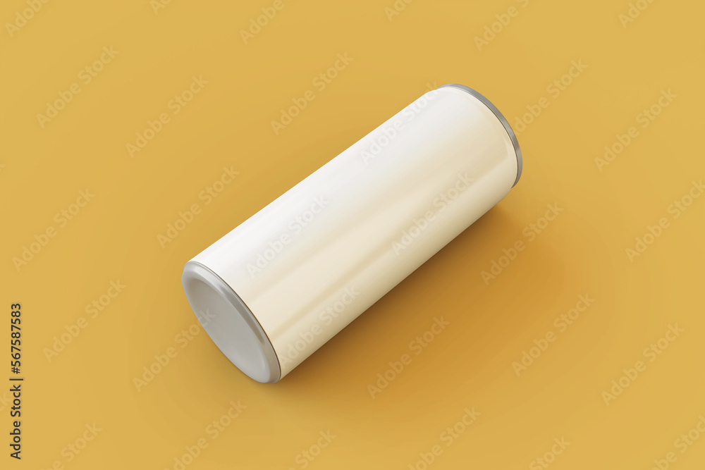 Realistic thin metallic drink can mockups in resting and leaning right in top view Realistic thin metallic drink can mockups in resting and leaning right in top view