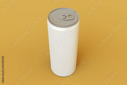 Customizable realistic slim metallic drink can mockup design template in top view