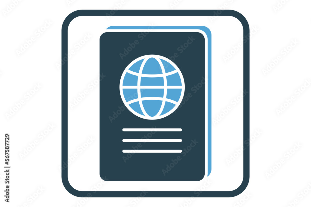 Passport icon illustration. icon related to tourism, travel. Solid icon style. Simple vector design editable Passport icon illustration. icon related to tourism, travel. Solid icon style. Simple vector design editable