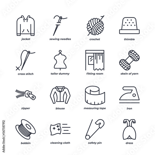sewing set icon, isolated sewing set sign icon, icon color editable. vector illustration