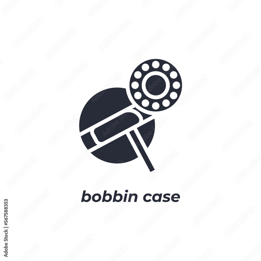 Naklejka premium Vector sign bobbin case symbol is isolated on a white background. icon color editable.