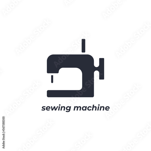 Vector sign sewing machine symbol is isolated on a white background. icon color editable.