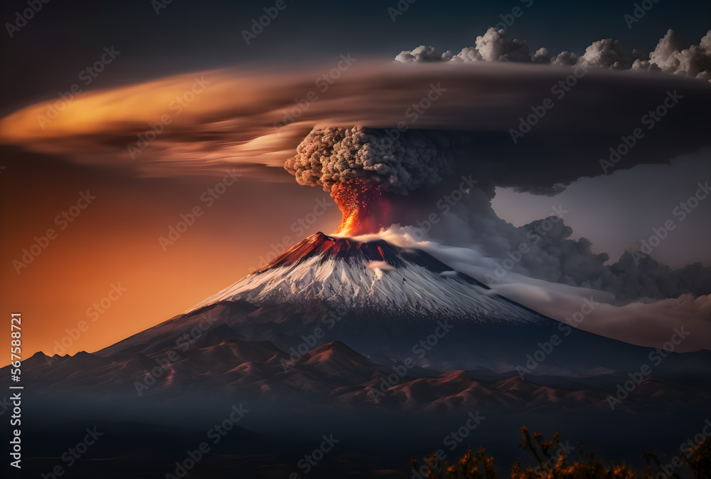 powerful eruption of a massive volcano 