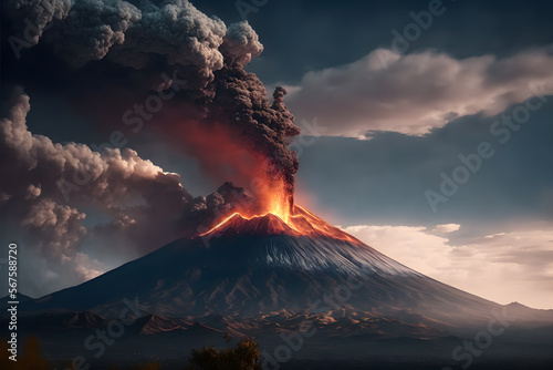 Powerful eruption of a massive volcano