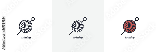 knitting icon. Line, solid and filled outline colorful version, outline and filled vector sign. Idea Symbol, logo illustration. Vector graphics