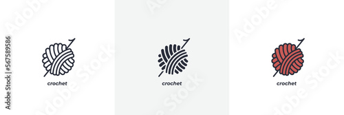 crochet icon. Line, solid and filled outline colorful version, outline and filled vector sign. Idea Symbol, logo illustration. Vector graphics