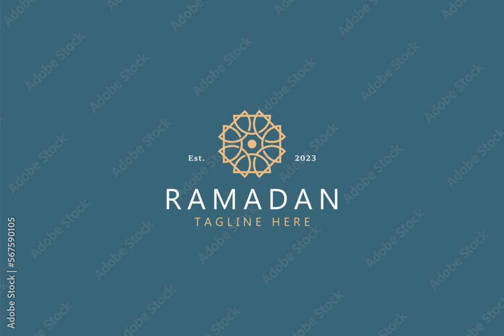 Geometric Line Ornate Floral Luxury Logo Concept for Ramadan Geometric Line Ornate Floral Luxury Logo Concept for Ramadan