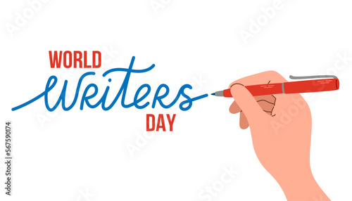 World Writers Day. March 3. Holiday concept. Template for background, banner, card, poster with text inscription.