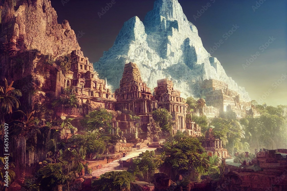 El Dorado, the lost city, hidden magical land of ancient civilization