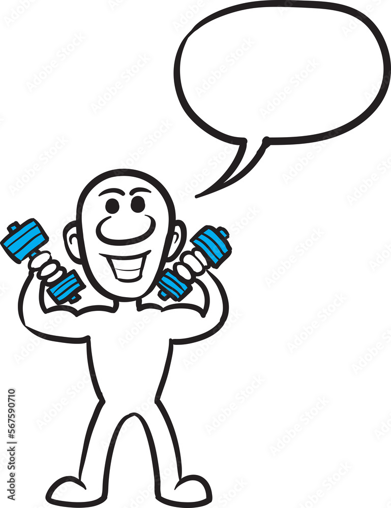PNG image with transparent background of doodle small person exercising with dumbbells PNG image with transparent background of doodle small person exercising with dumbbells