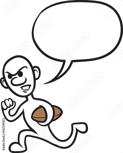 PNG image with transparent background of doodle small person running with football
