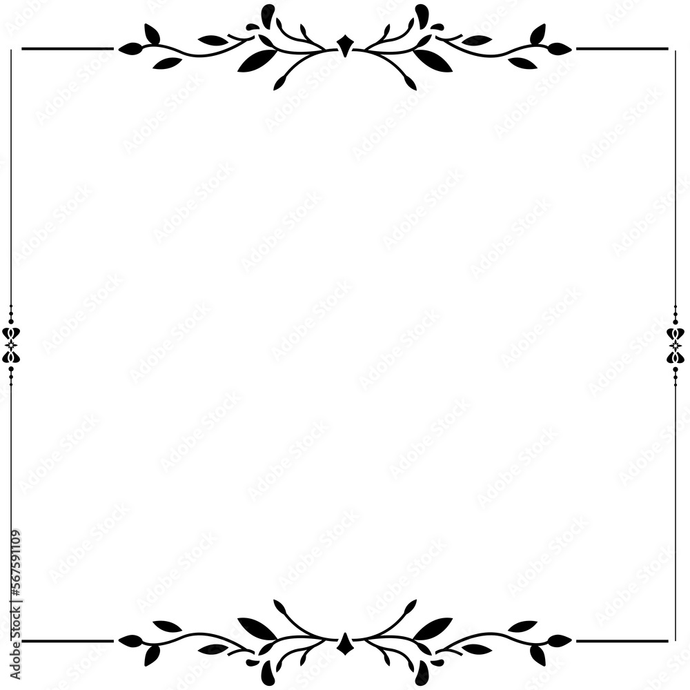 Fototapeta premium Simple and floral frame and square border