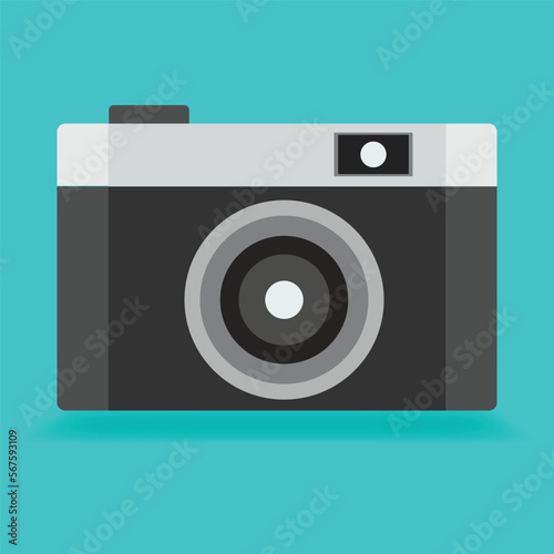 retro style old black camera minimalist flat icon vector film camera reel