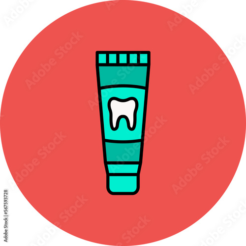 Toothpaste Multicolor Circle Filled Line Icon
