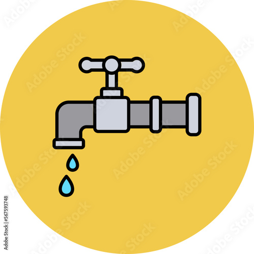 Water Tap Multicolor Circle Filled Line Icon