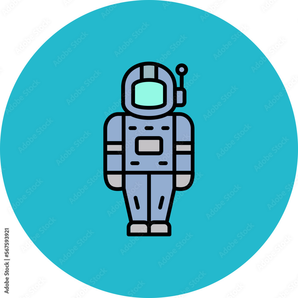 Space Suit Multicolor Circle Filled Line Icon Space Suit Multicolor Circle Filled Line Icon