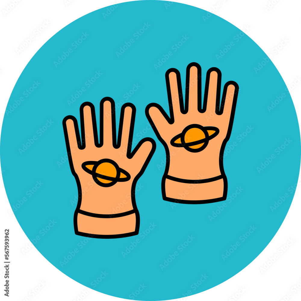 Space Gloves Multicolor Circle Filled Line Icon Space Gloves Multicolor Circle Filled Line Icon
