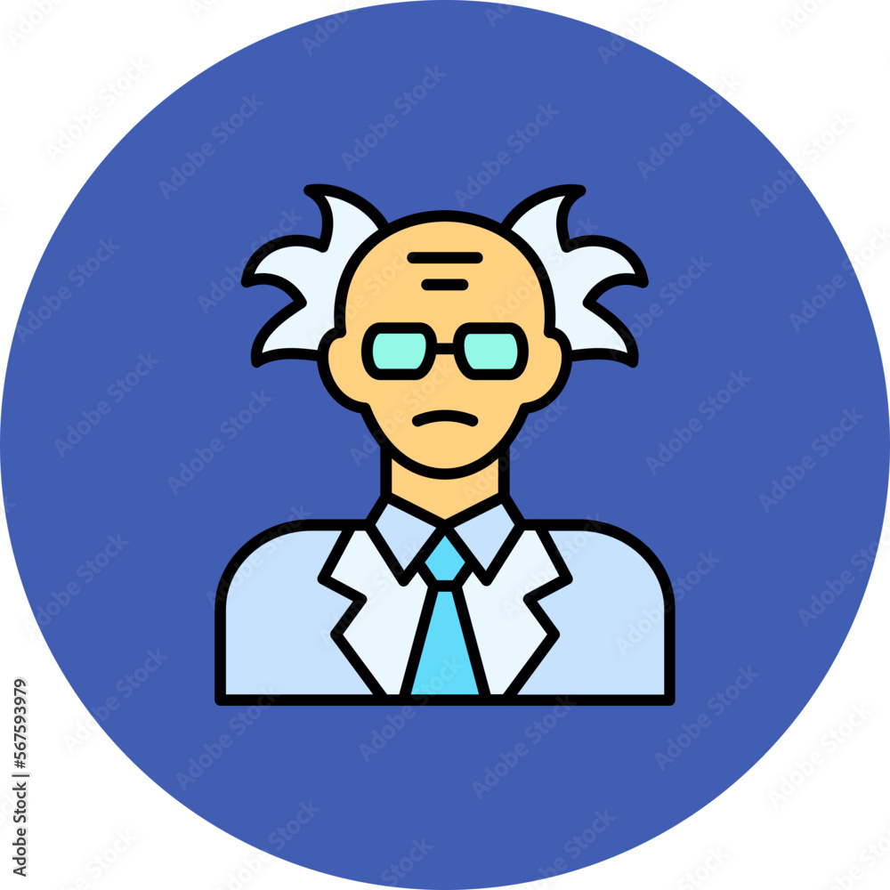 Scientist Multicolor Circle Filled Line Icon
