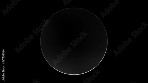 Round transparent glass. Element animation seamless loop. On Green Screen and Alpha Channel. 3D Render.