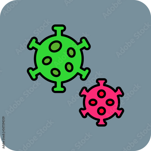 Virus Multicolor Round Corner Filled Line Icon