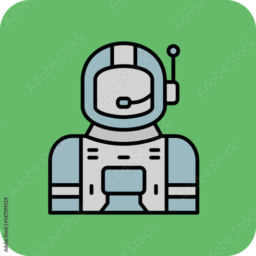 Astronaut Multicolor Round Corner Filled Line Icon © Maan Icons
