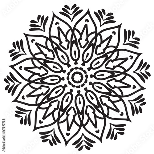 Mandala. Ethnic decorative element. Hand drawn backdrop. Islam, Arabic, Indian, ottoman motifs. Boho style. Vector for coloring page for adults