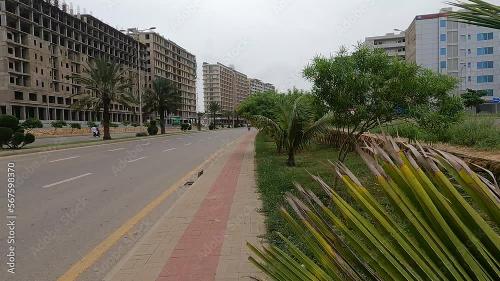 View Along Highway Road Beside Developments At Bahria Housing Development In Karachi. View Along Highway Road Beside Developments At Bahria Housing Development In Karachi.