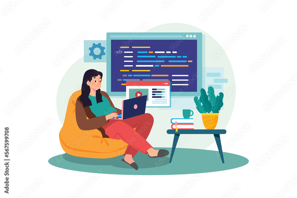 Woman programmer working on a new project Woman programmer working on a new project