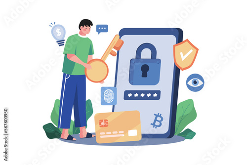 NFT Security Token Illustration concept on white background