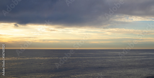 Sunset with a blue horizon