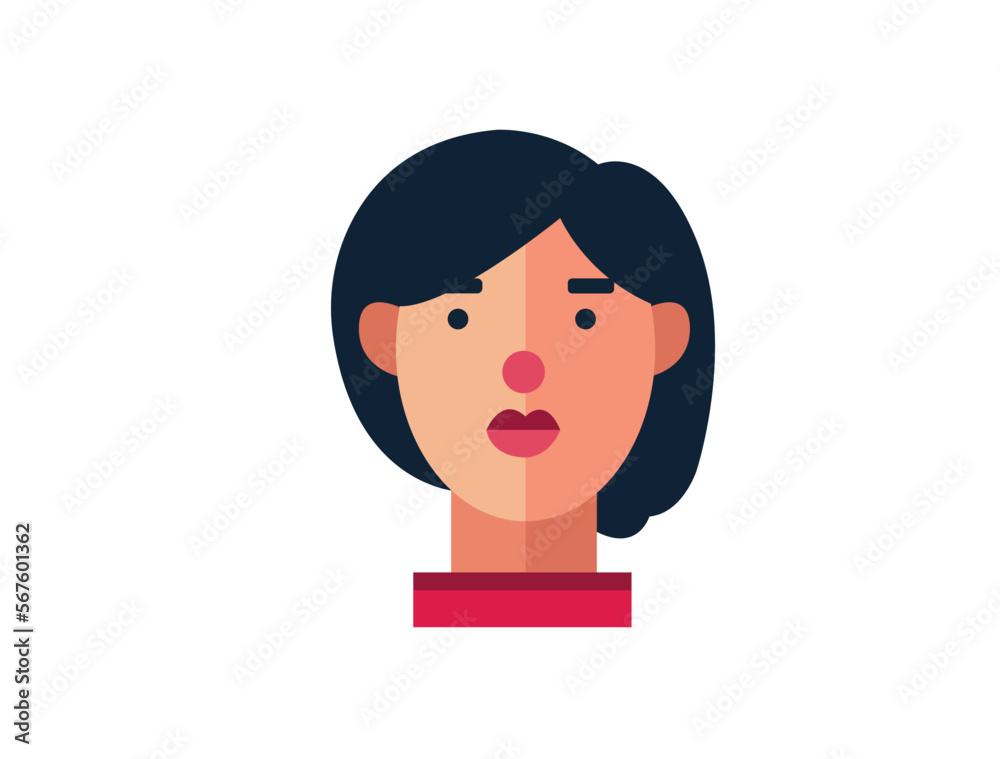 Illustration of Smiling Happy girl Flat design Vector. female face Illustration Icon Avatar isolated on white background. Perfect for coloring book, textiles, icon, web, painting, books, t-shirt print Illustration of Smiling Happy girl Flat design Vector. female face Illustration Icon Avatar isolated on white background. Perfect for coloring book, textiles, icon, web, painting, books, t-shirt print