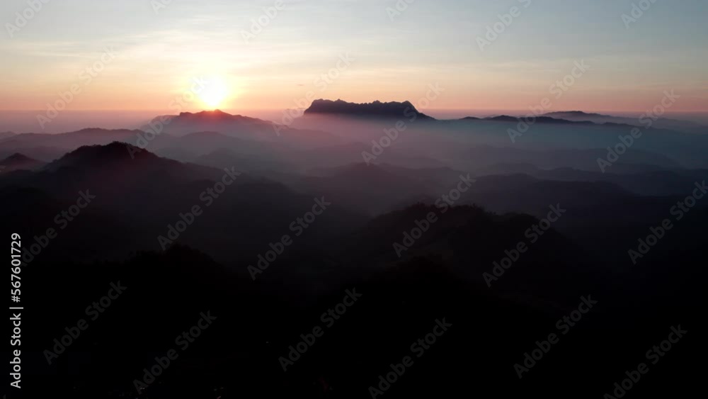 Top view Landscape of Morning Mist with Mountain Layer at Doi Luang Chiang Dao Chiang Mai Thailand.