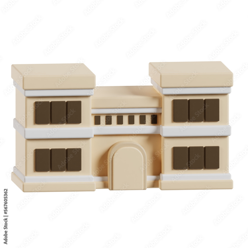 Fototapeta premium 3D Model Of A Building With 2 Floors