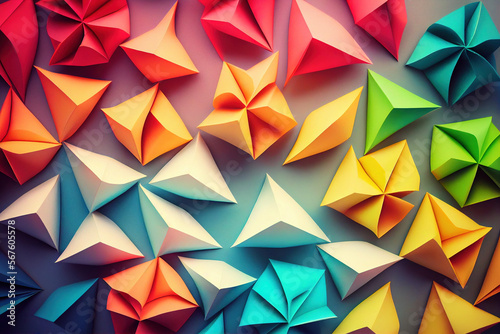 abstract geometric background Colorful origami paper as abstract wallpaper background (Generative AI)