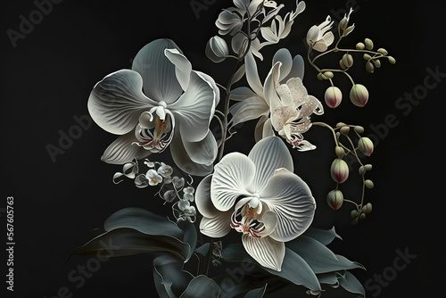 Orchid Flowers, Illustration, Generative AI