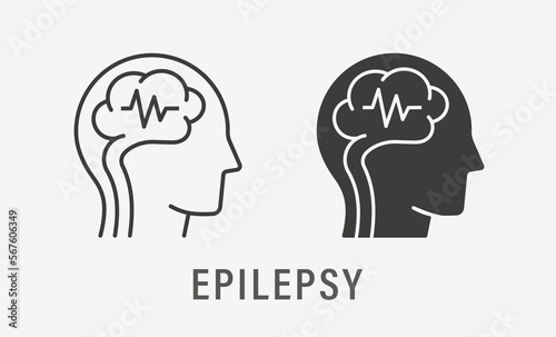 Epilepsy icons on white background. Vector illustration.