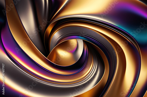 Psychic waves bold metallic color tone abstract background. Generative ai.