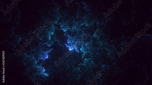 Fototapeta Naklejka Na Ścianę i Meble -  3D rendering abstract blue fractal light background