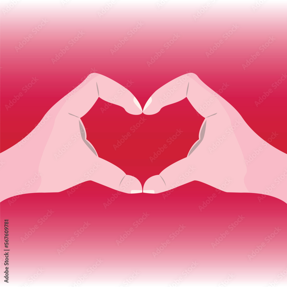 Fototapeta premium Hand making heart sign on pink background