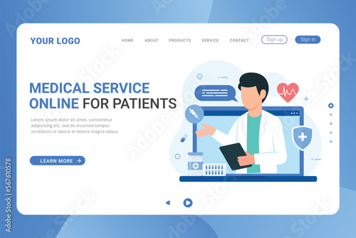 Online medical support doctor consultation landing page template