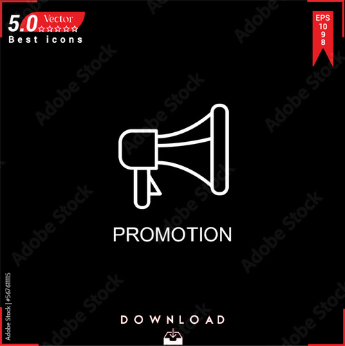 PROMOTİON icon vector on black background. Simple, isolated, flat icons, icons, apps, logos, website design or mobile apps for business marketing management,
UI UX design Editable stroke. EPS10