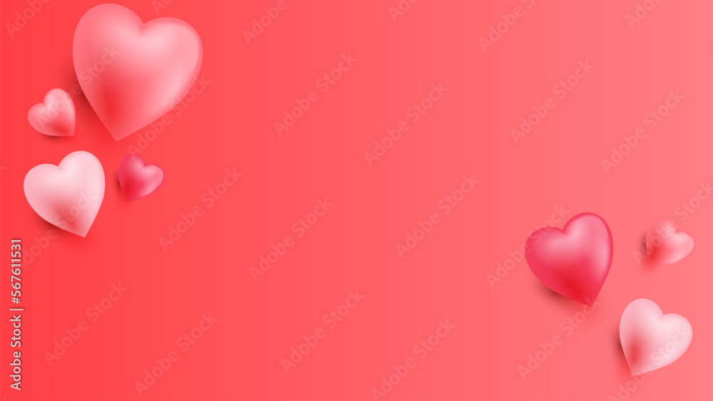 valentine background with 3d heart effect and cute look