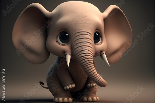 cute african elephant character created using AI Generative Technology