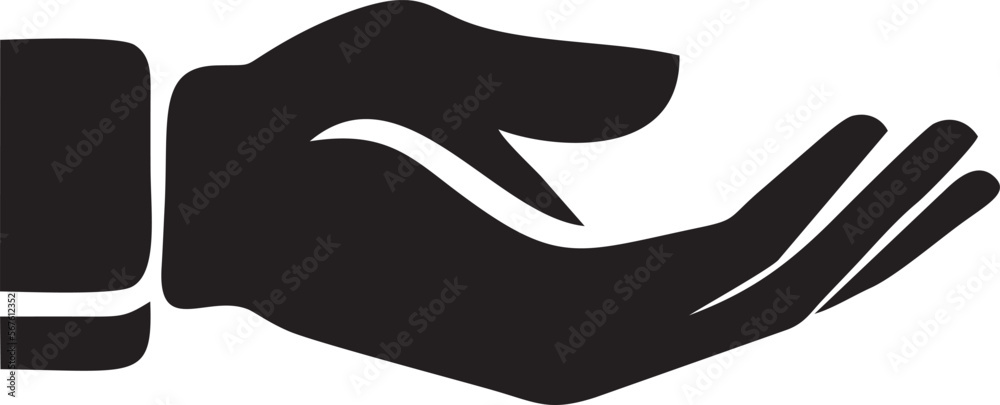 Hand icon symbol in black vector image , illustration of the human finger Hand icon symbol in black vector image , illustration of the human finger