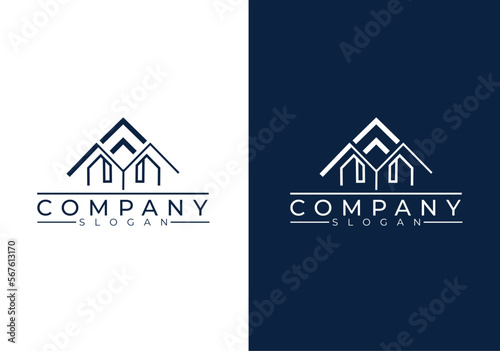 Simple Minimal Modern real estate home buiding  logo design