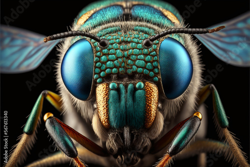 Vibrant Insect Heads: A Macro Illustration. Ai generated © twindesigner