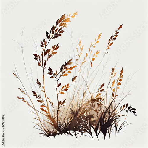 Dried grass illustration on a blank background. generative ai